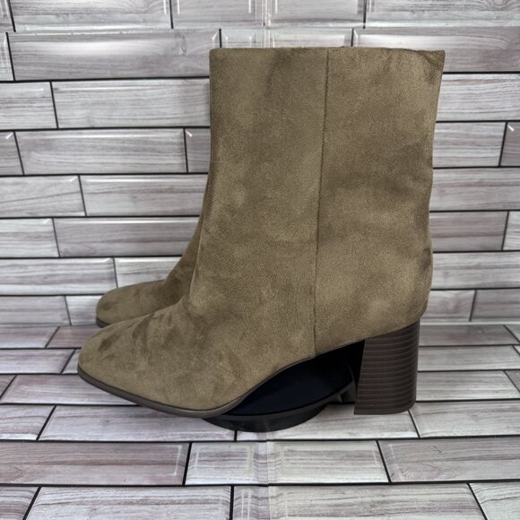 Nordstrom Rack Women's Brown Taupe Mid-Calf Side-Zip Square Toe Booties Size 10 - Picture 4 of 8